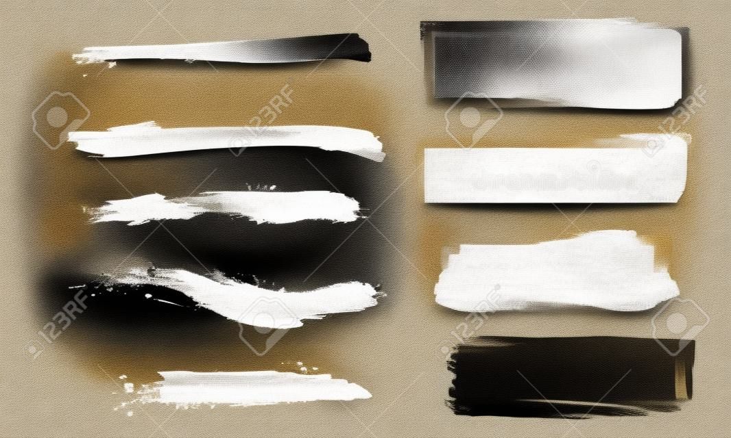 set of vector brush stroke background. grunge backdrop, dirty banner. isolated on white background