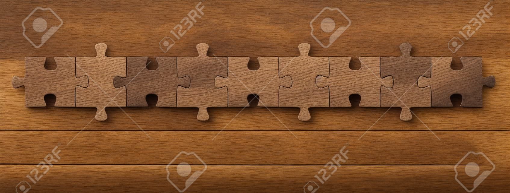 teamwork puzzle in a row