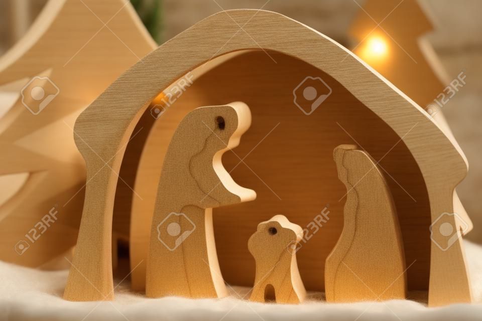 Simple Nativity Scene made of wood