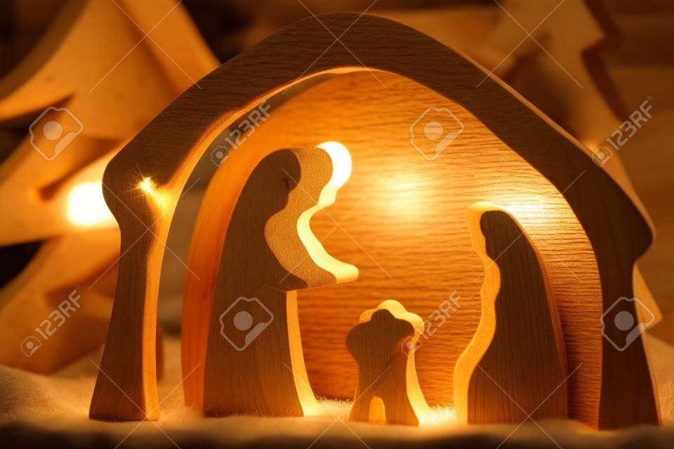 Simple Nativity Scene made of wood