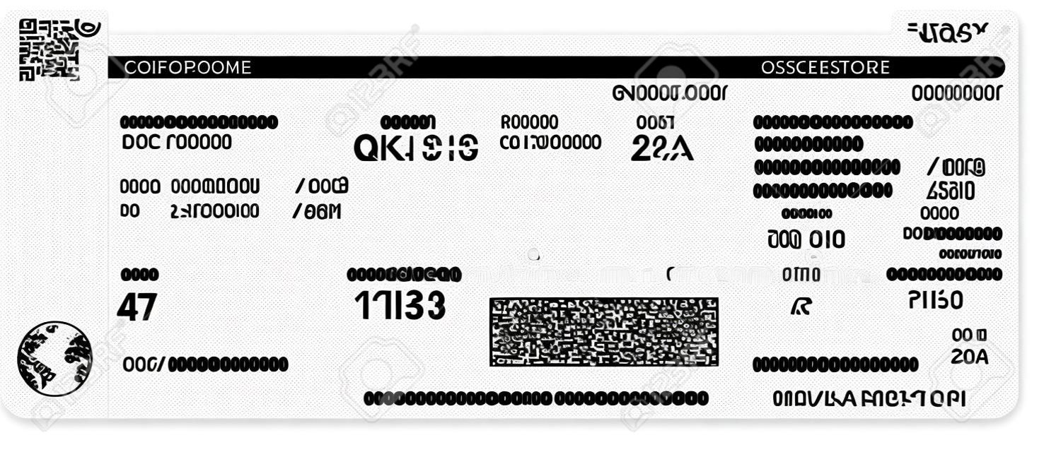 Pattern of airline boarding pass ticket with QR2 code. Concept of travel, journey or business. Isolated on white. Vector illustration