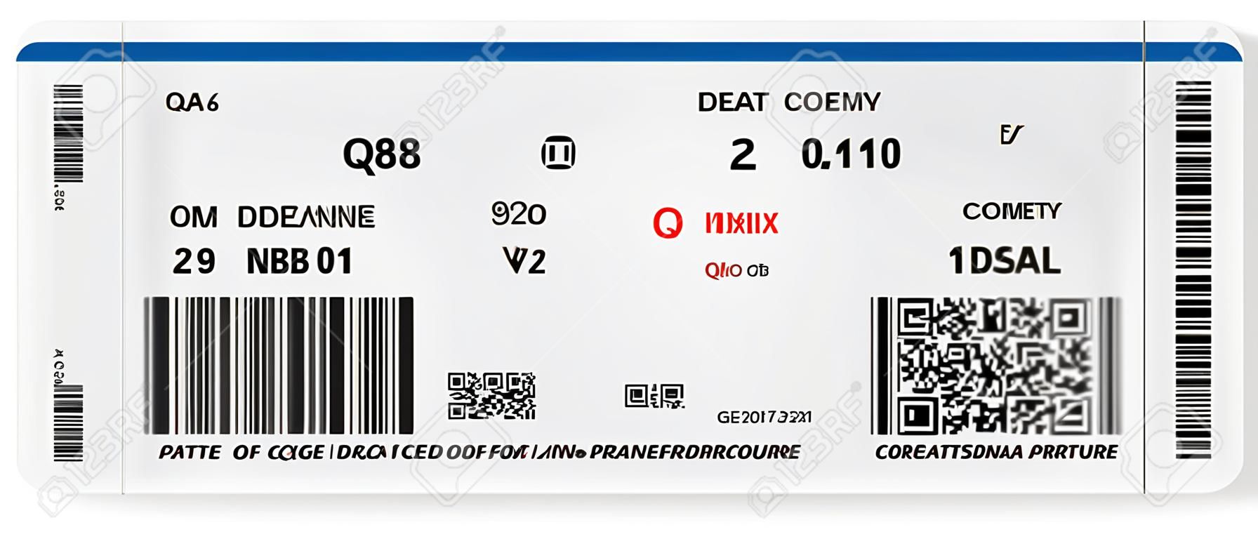 Patrón de embarque de la aerolínea pasar ticket con código QR2. Concepto de viaje, viaje o de negocios. Aislado en blanco. Ilustración vectorial