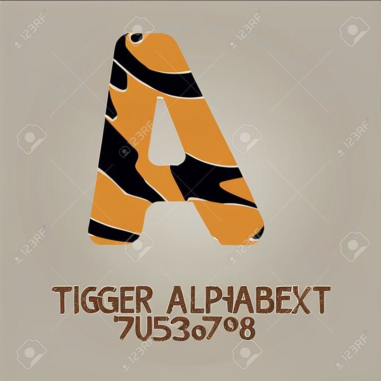Tiger Stripe Alphabet and Numbers Vector