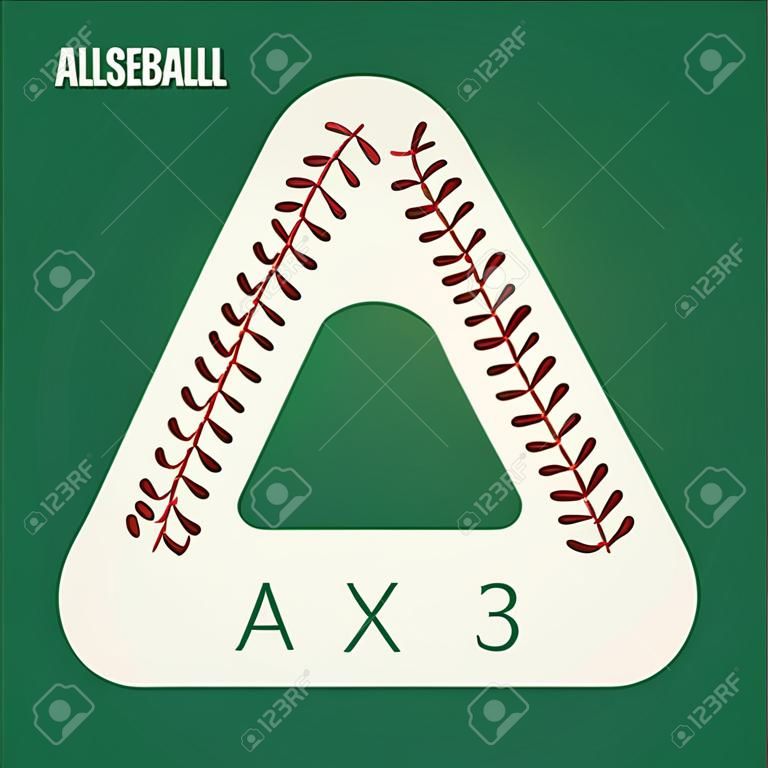 Baseball Ball Alphabet and Digit Vector