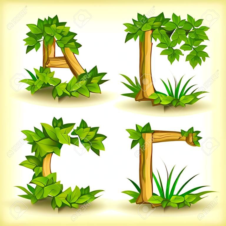 verde árvore alfabeto fonte