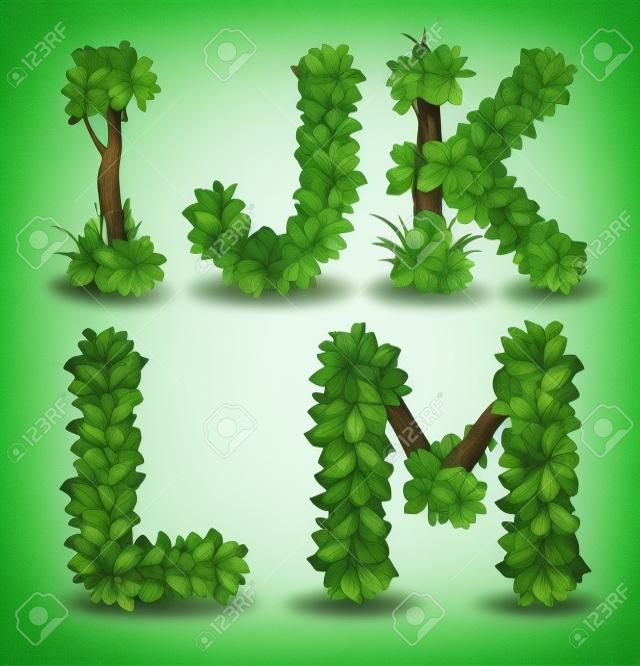 green tree alphabet font