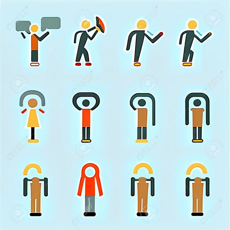 Le icone hanno impostato sull'essere umano con l'urlo, il maschio, la chiamata, la femmina e lo sportivo