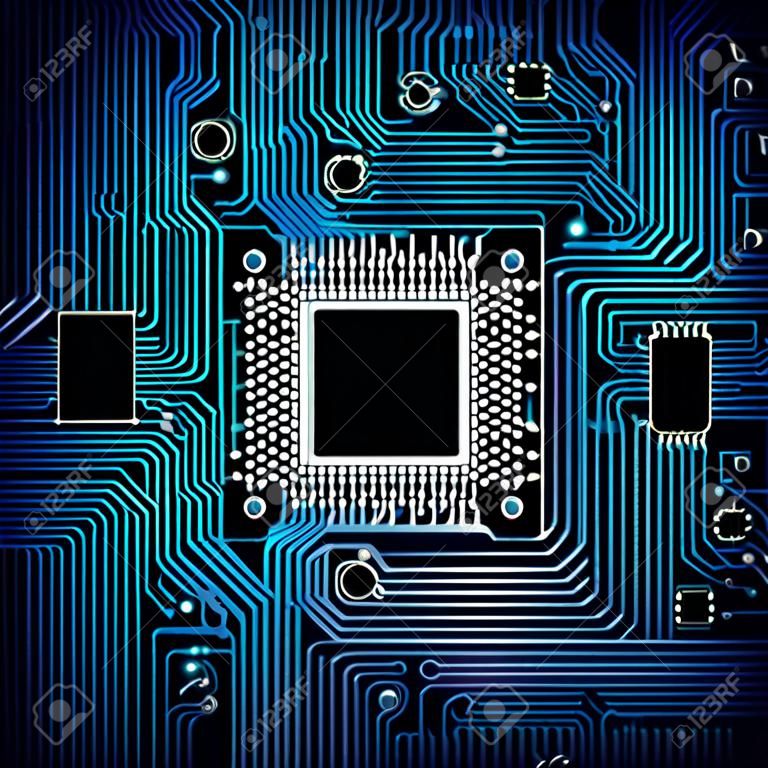 processore del computer e chip di sistema della scheda madre. chip della CPU circuito elettronico con illustrazione processore vettoriale