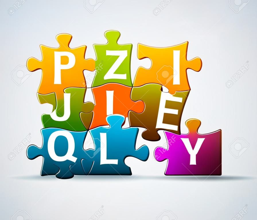 Kolorowy napis puzzle - wykonane z puzzli