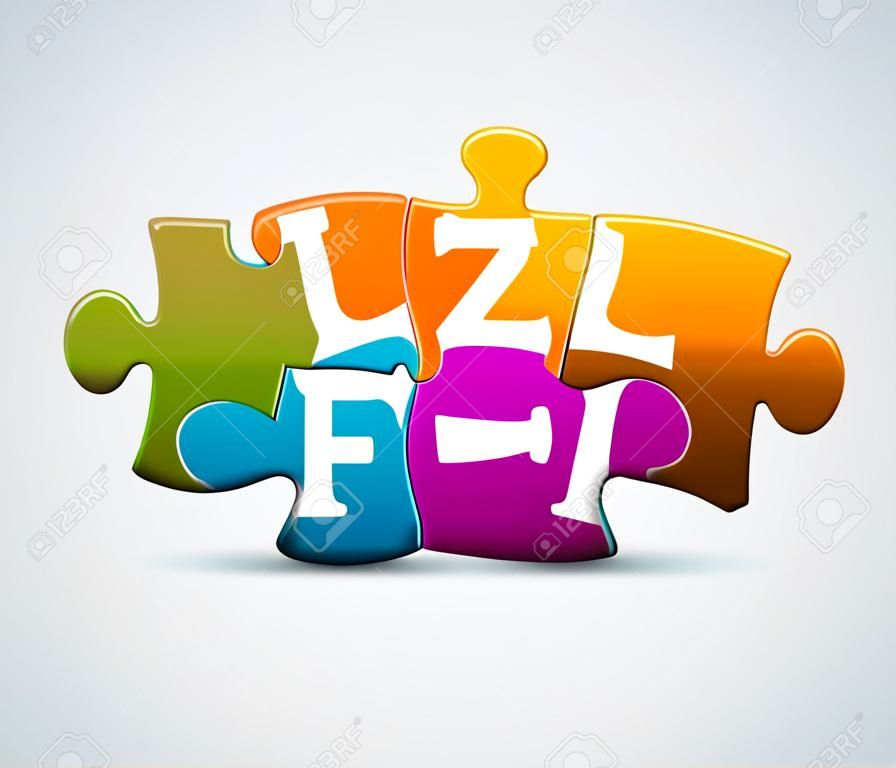Kolorowy napis puzzle - wykonane z puzzli