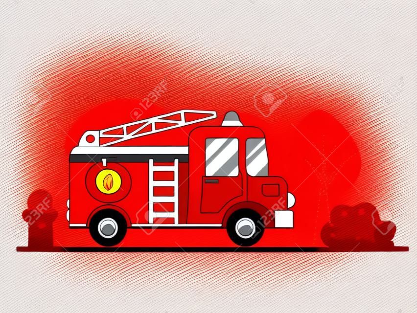 Ilustración de vector de camión de bomberos rojo