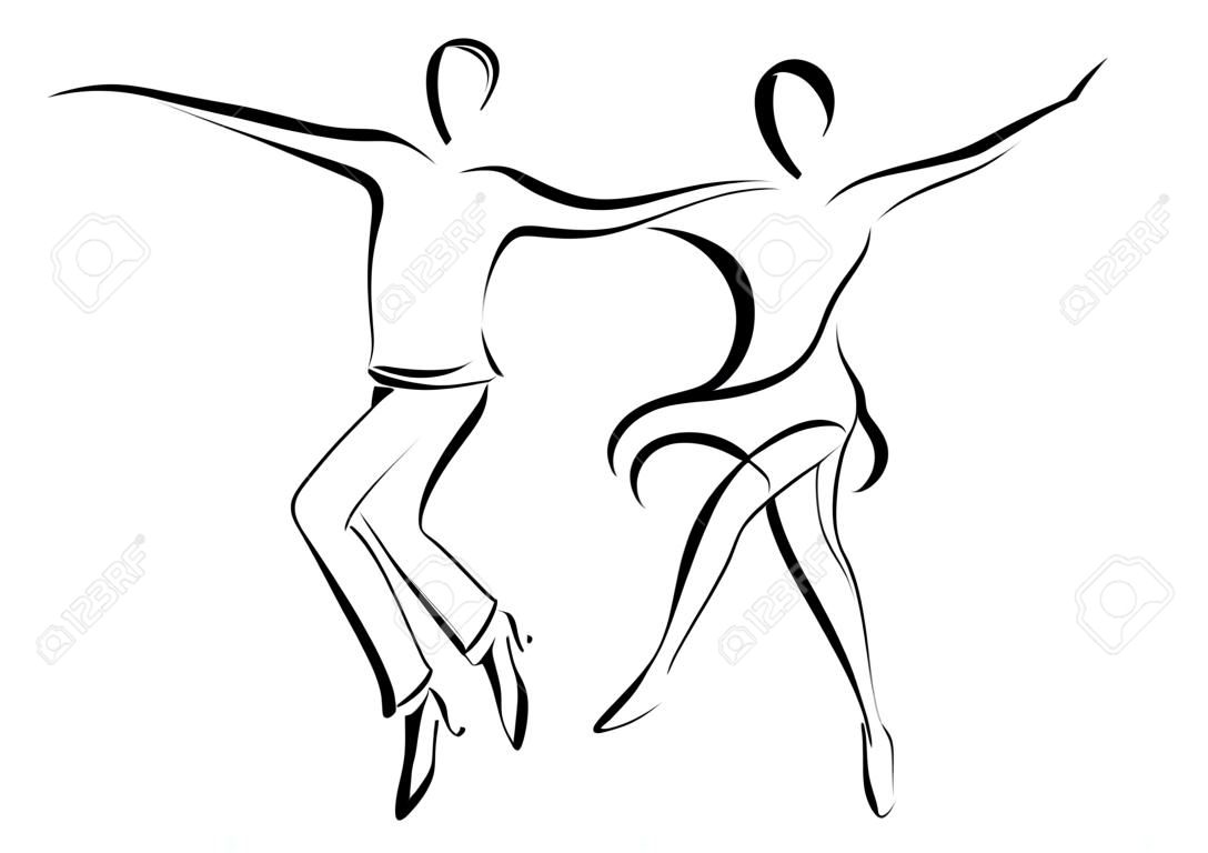 Ilustración de la pareja de baile latino de baile cha cha