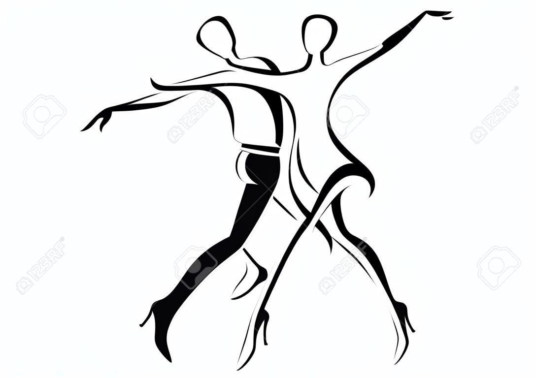 Ilustración de la pareja de baile latino de baile cha cha