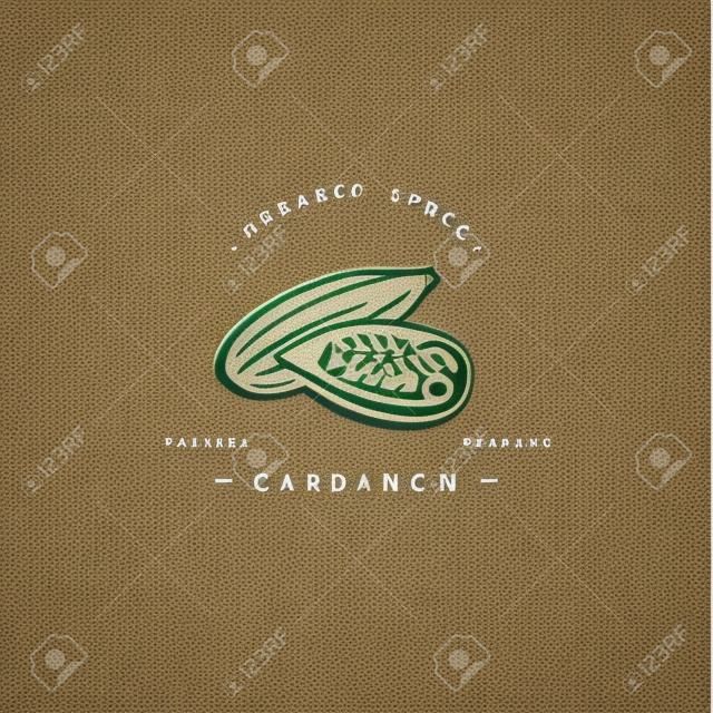 Packaging design template logo and emblem - herb and spice - cardamom. Logo in trendy linear style.