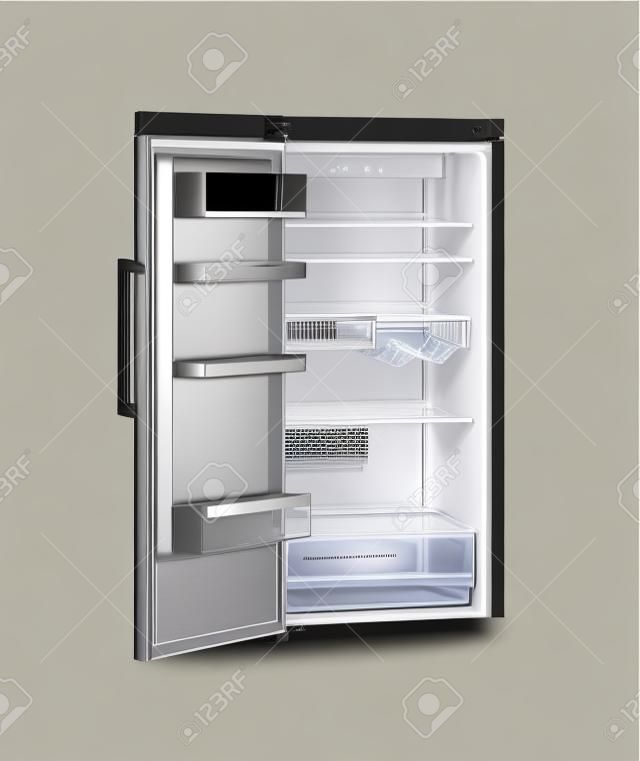 Réfrigérateur avec portes ouvertes isolées