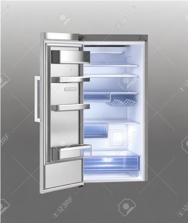 Réfrigérateur avec portes ouvertes isolées