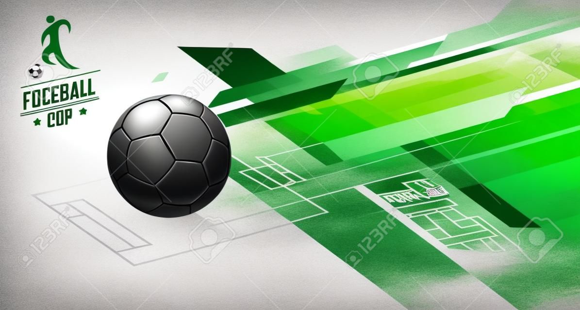 Projekt szablonu piłki nożnej, baner piłkarski, projekt układu sportowego, ilustracja wektorowa