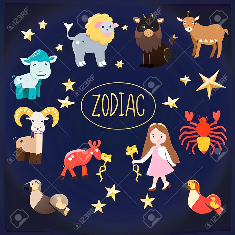 zodiac kleur teken symbool cartoon illustratie