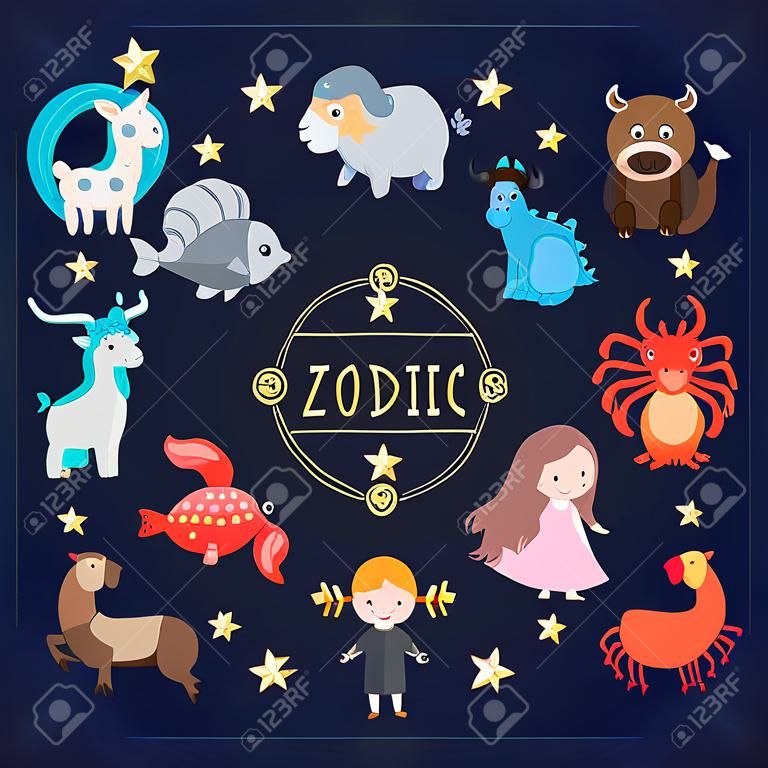 zodiaque couleur signe symbole illustration