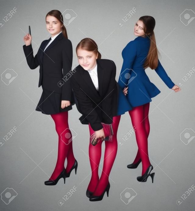 Tres niña en traje, collage
