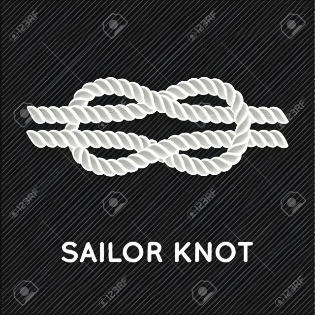 Sailor knot. Nautical rope infinity sign. Single flat icon with shadow. Tying the knot. Graphic design element for wedding invitations, baby shower, birthday card, scrapbooking, logo etc.