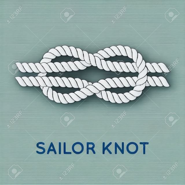 Sailor knoop. Nautisch touw infinity teken. Enkele platte pictogram met schaduw. Het knopen van de knoop. Grafisch ontwerp element voor bruiloft uitnodigingen, baby shower, verjaardagskaart, scrapbooking, logo etc.
