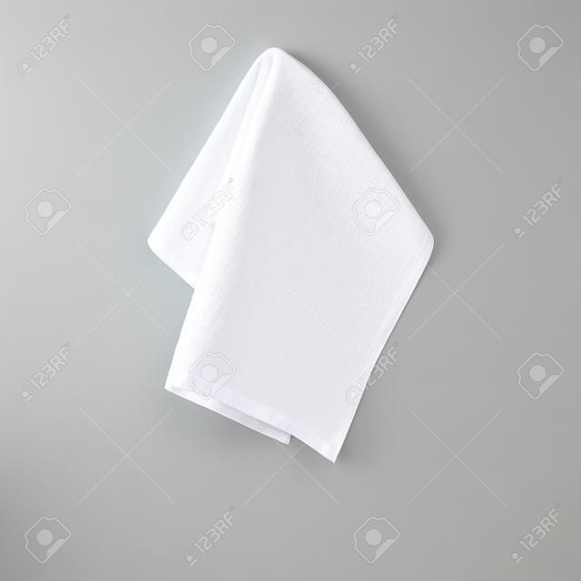 Asciugamano in tessuto bianco, fazzoletto o tovaglia appesa
