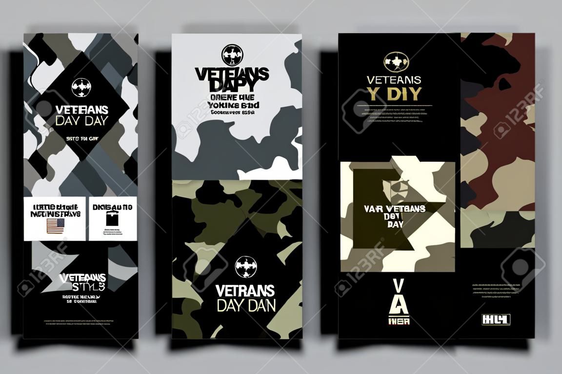 集宣傳冊，在退伍軍人節風格的海報模板。美麗的設計和佈局