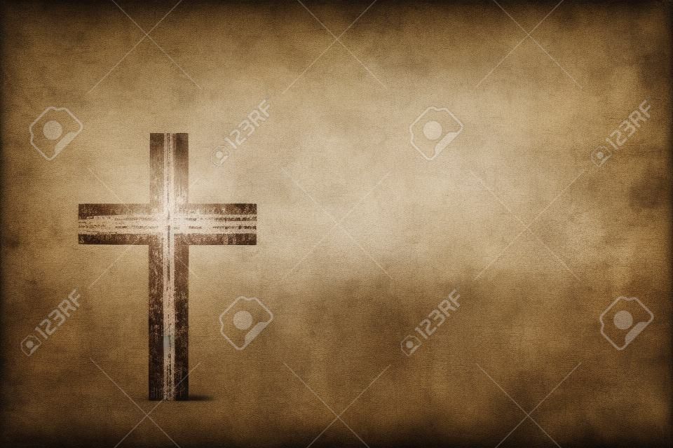 für Gott für die Lieben die Welt - ein Kreuz auf einer rustikalen Weltkarte