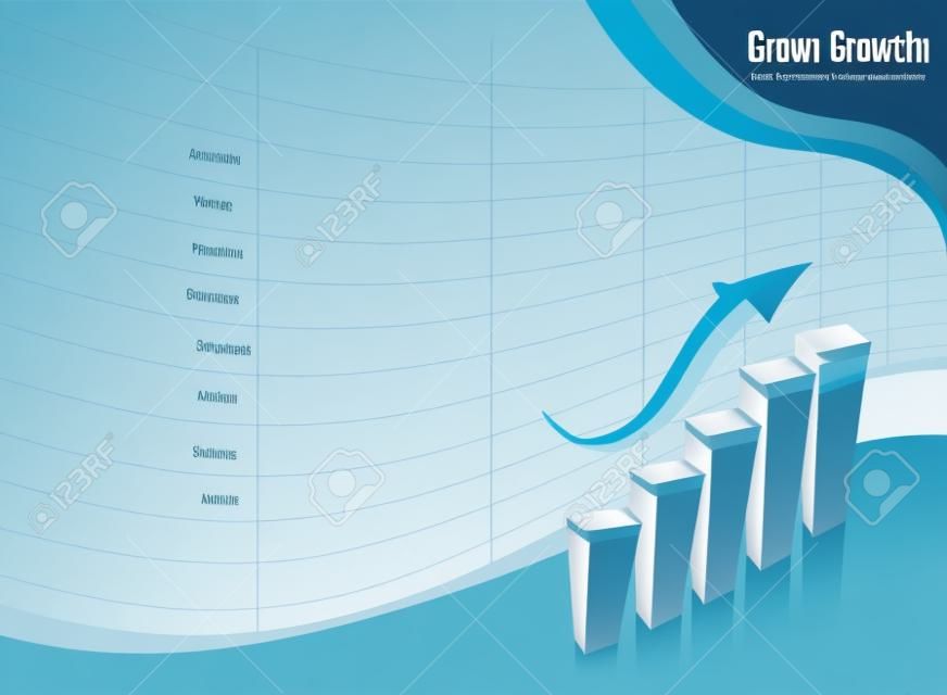 Concepto de crecimiento de la empresa folleto de información con el diagrama de