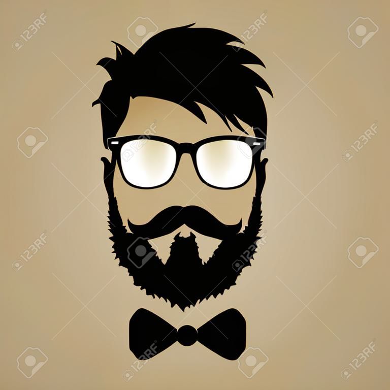 Fryzura broda wąsy okulary