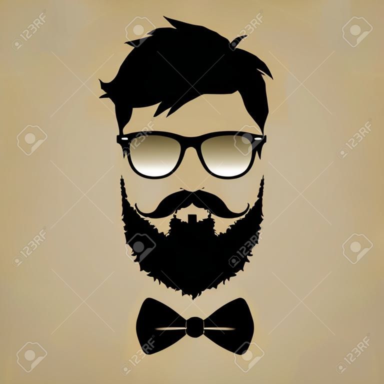 Fryzura broda wąsy okulary