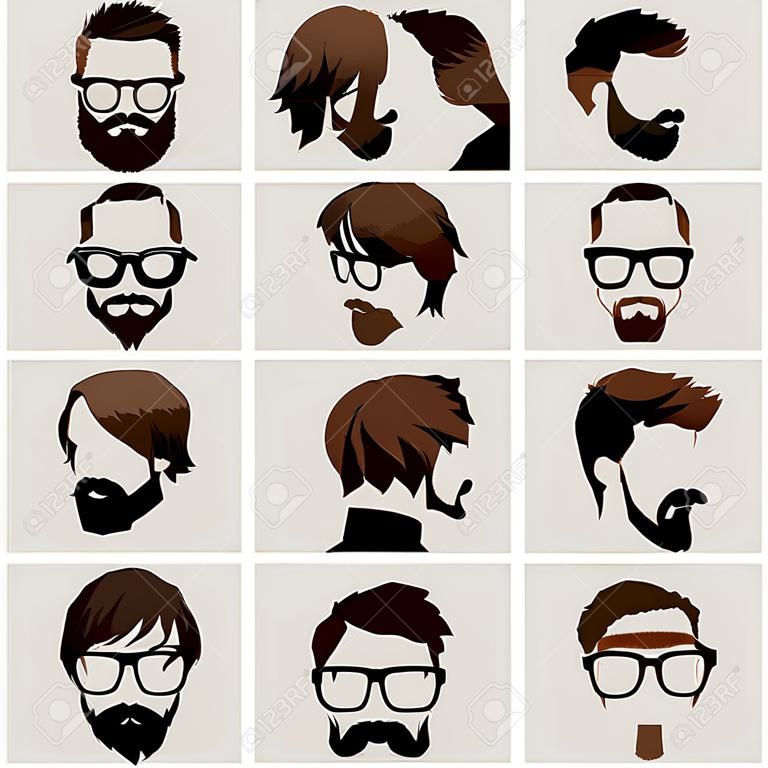 fryzury z broda i wąsy w okularach