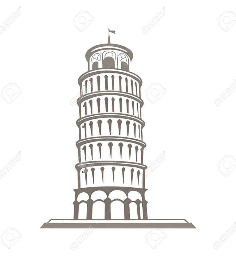 Leaning Tower of Pisa in Italy flat icon