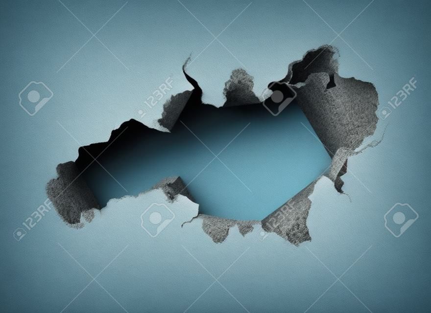 Ragged Hole torn in ripped paper on transparent background
