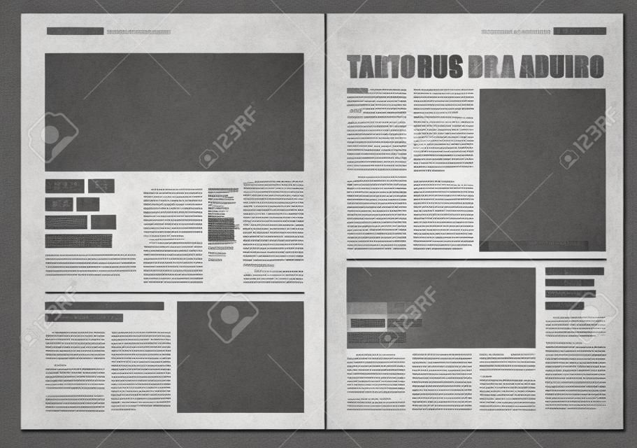 Geleneksel Grafik tasarım Şablon gazete, gri renkler ve A3 biçimi