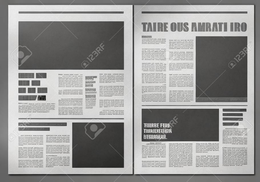Traditional Graphical design Template newspaper, gray colors and A3 format