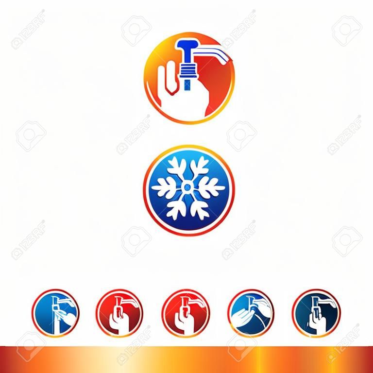 Hydraulika, ogrzewanie, chłodzenie, sklep elektryczny i logo serwisu