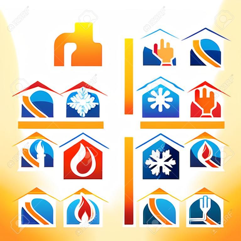 Logo de magasin et de service de plomberie, de chauffage, de refroidissement, d'électricité