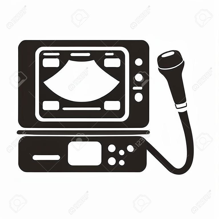 Ultrasound diagnostic icon in black style isolated on white background. Pregnancy symbol vector illustration.