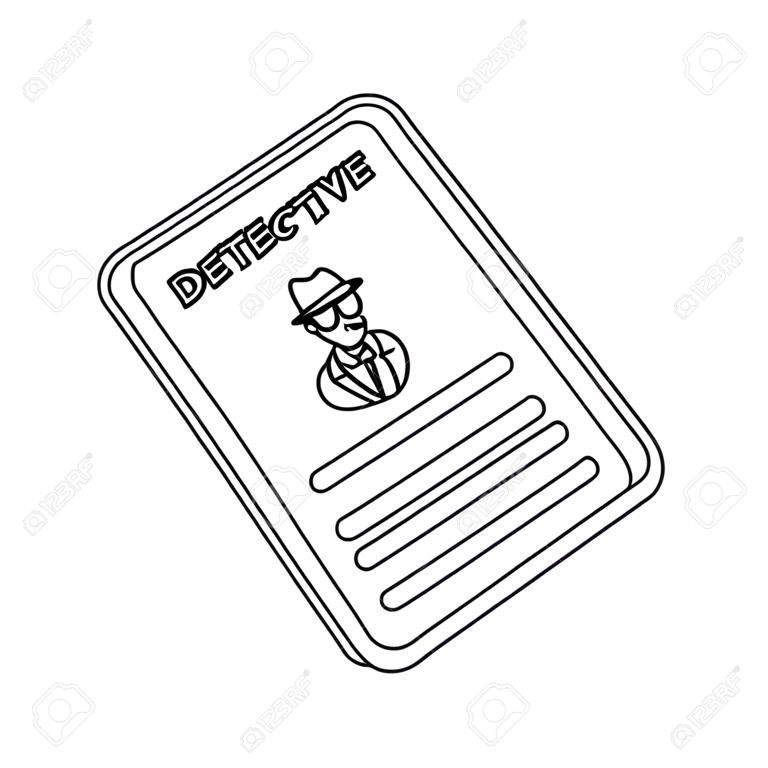 Documents of a private detective. Card that shows the personality of the detective.Detective single icon in outline style vector symbol stock illustration.