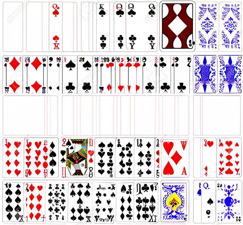 Póker kártyák Spade beállított négy színes klasszikus design 600 dpi