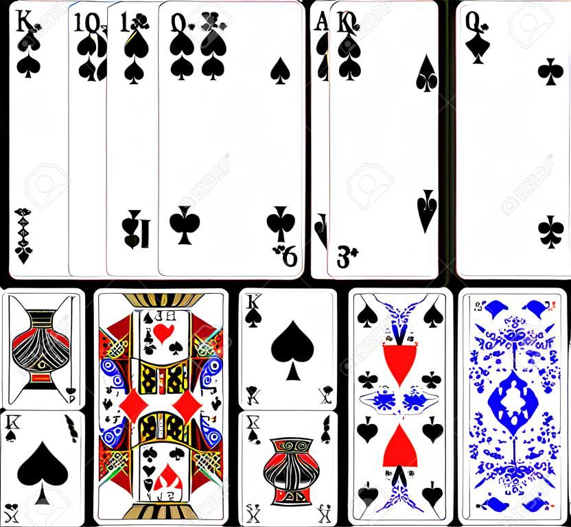 Poker karty Spade zestaw czterech kolorów klasyczny design 600 dpi
