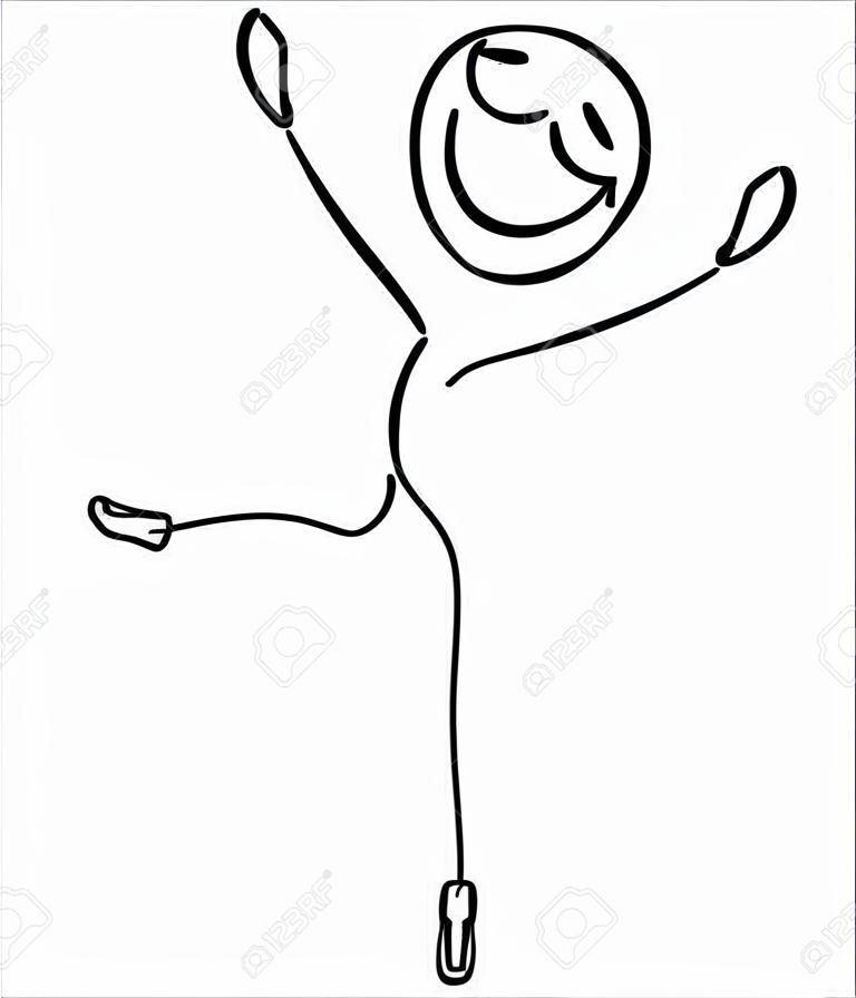 Happy jumping stick man illustration 
