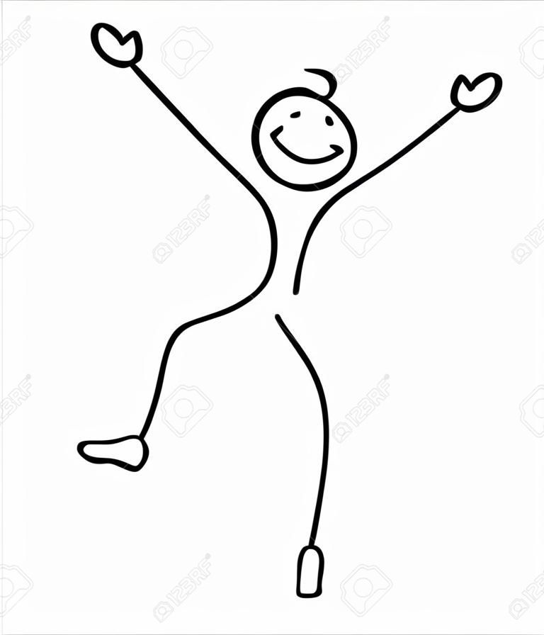Happy jumping stick man illustration 