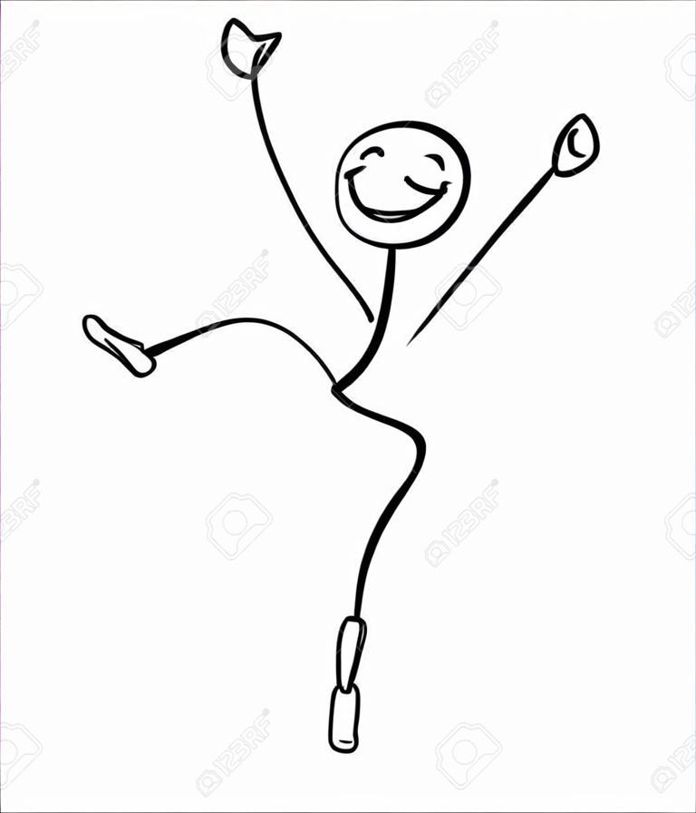 Счастливый прыжков палка человек иллюстрация