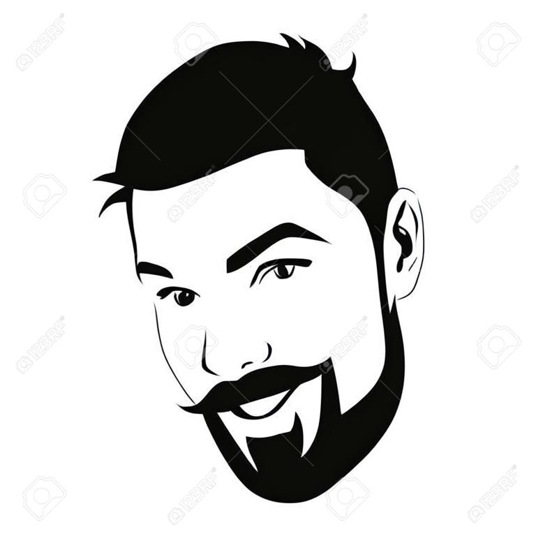 Portret młodego mężczyzny z brodą uroczym Puszczenie oka na aparat fotograficzny. Łatwe edytowalne warstwowe ilustracji wektorowych.