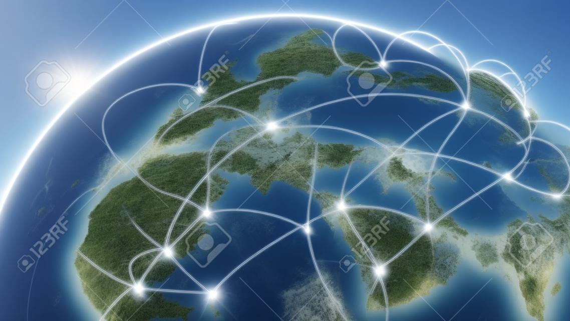 Globalna koncepcja połączenia. sfera sieci planety ziemia. renderowania 3D