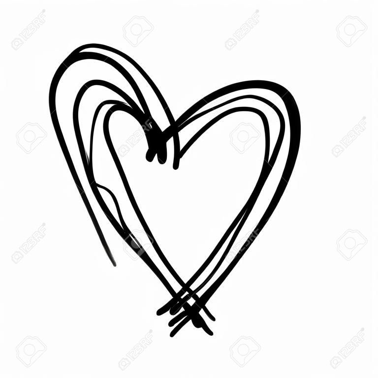 doodle mão desenhada coração em forma de fundo branco