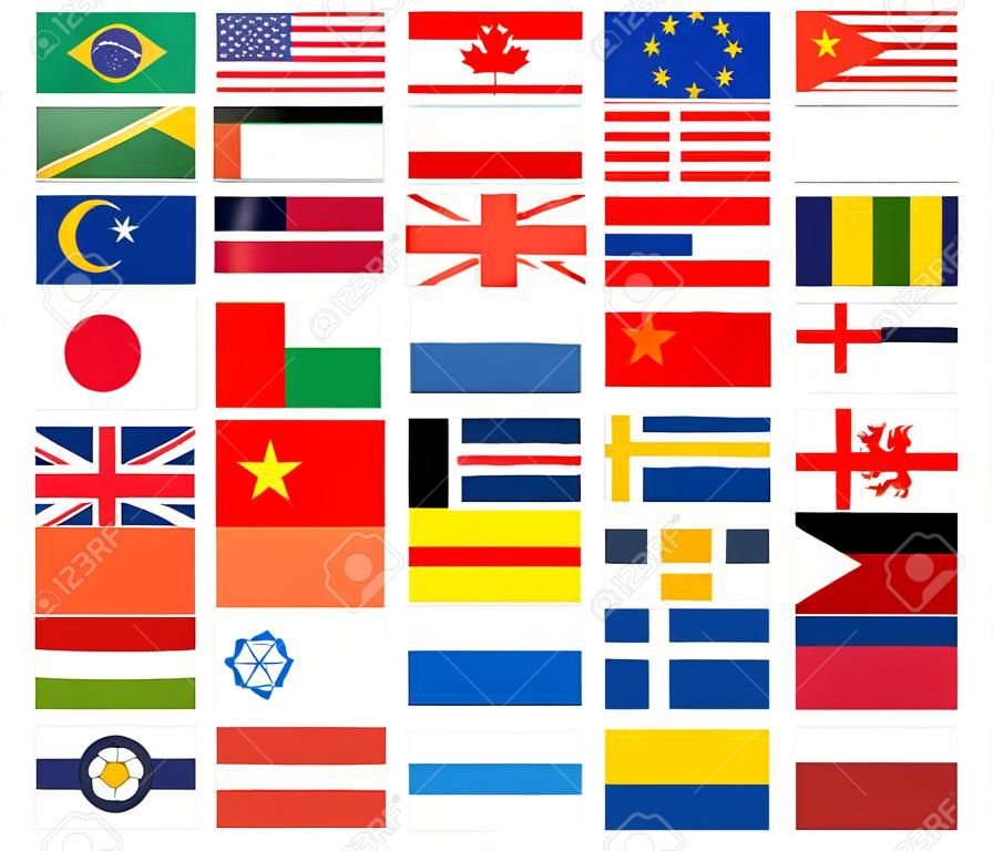 Set of popular country flags